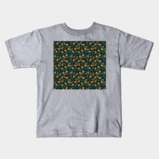 Dandelion floral pattern black ver Kids T-Shirt